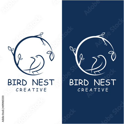Bird's Nest Logo Design, Bird House Vector For Eggs, Simple modern and elegant bird nest logo, logo for nature photographer, startups, or a business logo with a nature theme