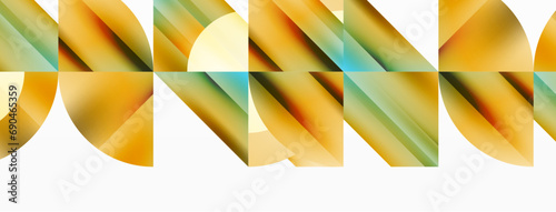 Minimalist background with square-tiled geometric circles, symphony of precise patterns. Interlocking shapes create tranquil yet captivating backdrop, blending modernity and structured elegance