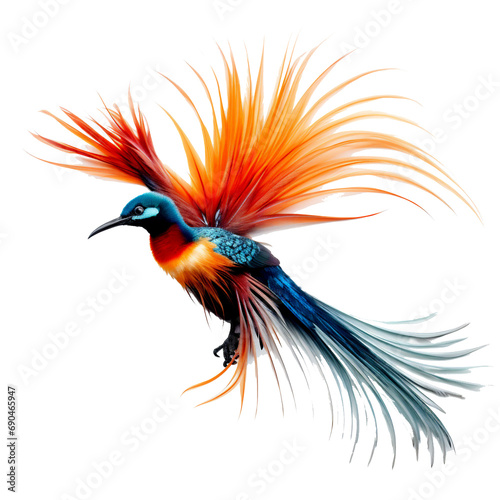 small orange, blue, red and green birds flapping their beautiful wings - PNG file with transparent background - created using AI © Syukra