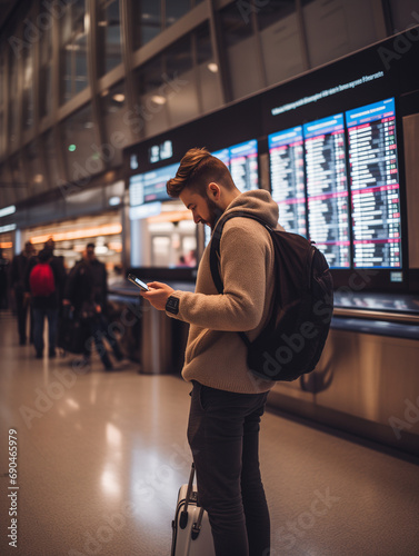 A Photo of a Traveler Using a Foreign Currency Conversion App on Their Phone at an International Airport