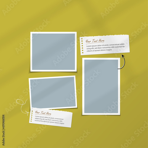 Madboard frame mockup vector template, paper frame photo mockup for social media post