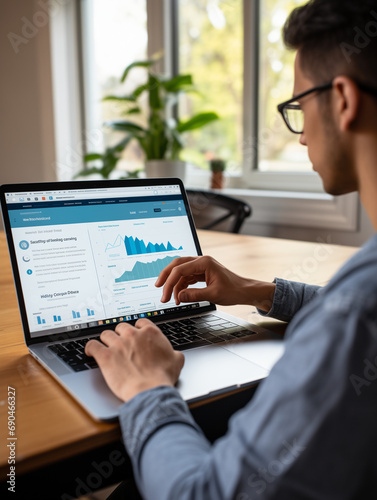 A Photo of a Student Using an Educational Loan Management App on Their Laptop
