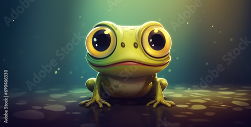 a cute little cartoon frog with large anime eyes