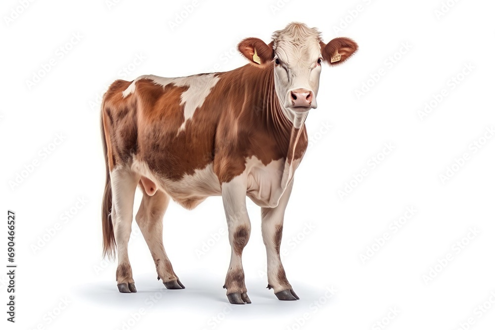 Portrait of a cow isolated white background