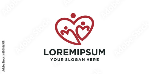 love illustration icon with the concept of family, preserving humanity. love logo design concept with humans. humanitarian concern logo
