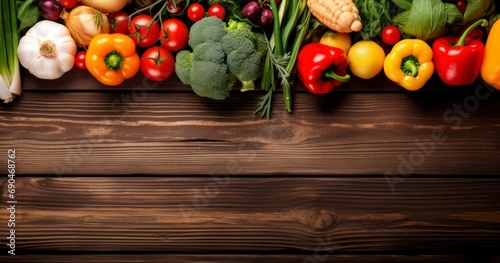 A Diverse Selection of Fresh Vegetables Presented on a Charming Wooden Background