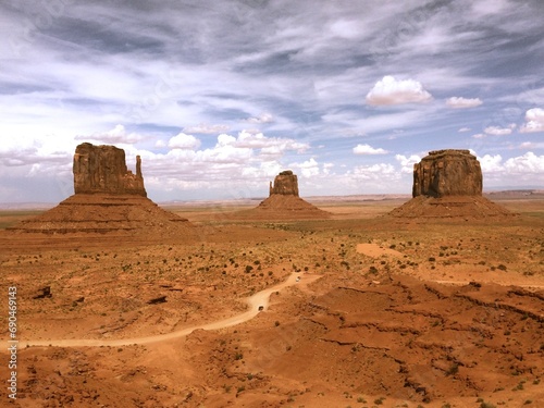 Moody Sky at Monument Valley  Rock Formations in Afternoon 