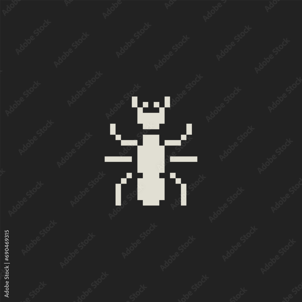 Obraz premium this is insect icon use one bit style in pixel art with white color and black background ,this item good for presentations,stickers, icons, t shirt design,game asset,logo and your project.
