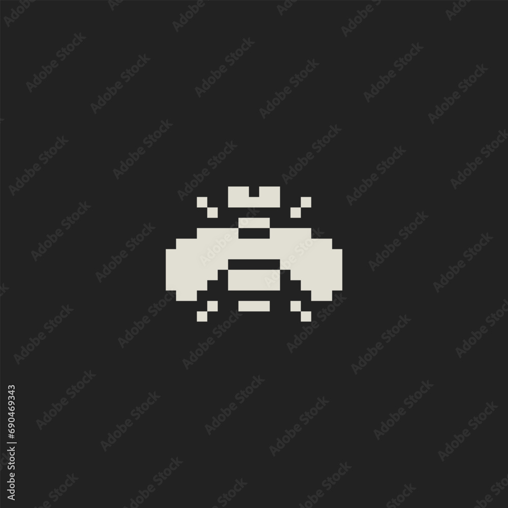 Obraz premium this is insect icon use one bit style in pixel art with white color and black background ,this item good for presentations,stickers, icons, t shirt design,game asset,logo and your project.