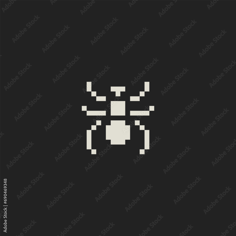 Obraz premium this is insect icon use one bit style in pixel art with white color and black background ,this item good for presentations,stickers, icons, t shirt design,game asset,logo and your project.