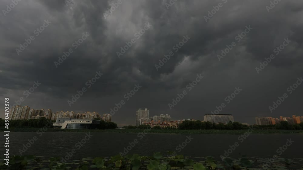 Dark clouds rolling over the river, North China Dark clouds rolling over the river, North China