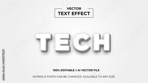 Tech 3d editable text effect premium vector. Editable text style effect. 3d cover of business presentation banner for sale event night party. vector illustration