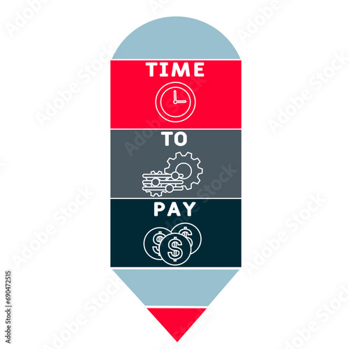 TTP Time To Pay  acronym. business concept background.  vector illustration concept with keywords and icons. lettering illustration with icons for web banner, flyer, landing