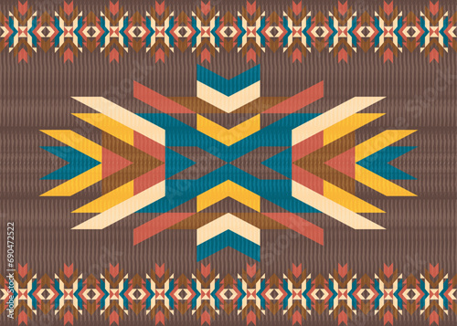 American ethnic native pattern.Traditional Navajo,Aztec,Apache,Southwest and Mexican style fabric pattern.Abstract vector motifs pattern.Design for fabric,clothing,blanket,carpet,woven,wrap,decoration