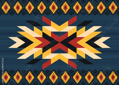 American ethnic native pattern.Traditional Navajo,Aztec,Apache,Southwest and Mexican style fabric pattern.Abstract vector motifs pattern.Design for fabric,clothing,blanket,carpet,woven,wrap,decoration