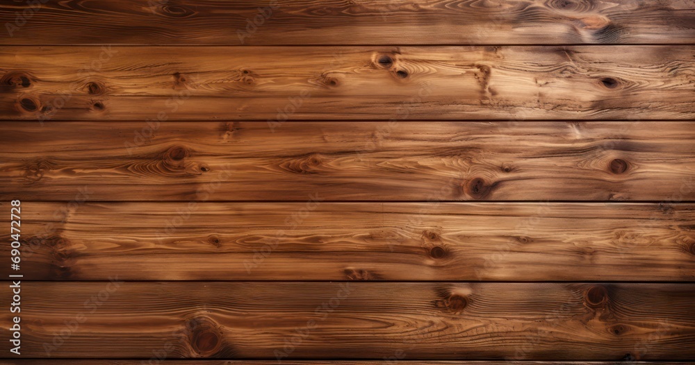 Naklejka premium Rustic Charm - A Top View of Brown Wooden Planks, Textured and Timeless, as a Background