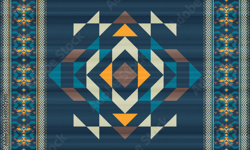American ethnic native pattern.Traditional Navajo,Aztec,Apache,Southwest and Mexican style fabric pattern.Abstract vector motifs pattern.Design for fabric,clothing,blanket,carpet,woven,wrap,decoration