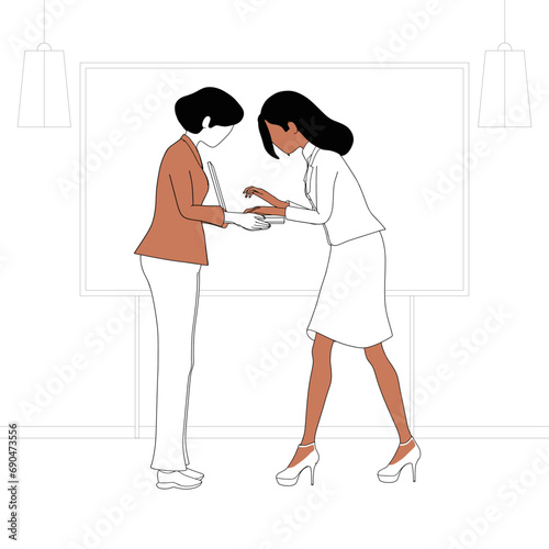 Business girls in business cooperate