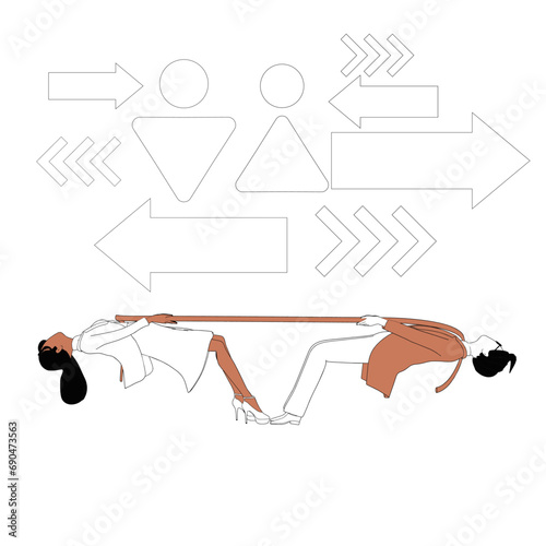 The rivalry of business man and woman