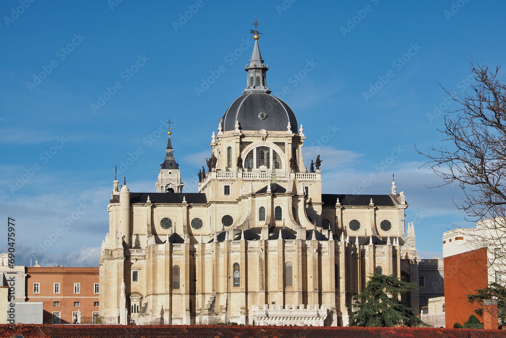rear view of the Almudena cathedral in Madrid