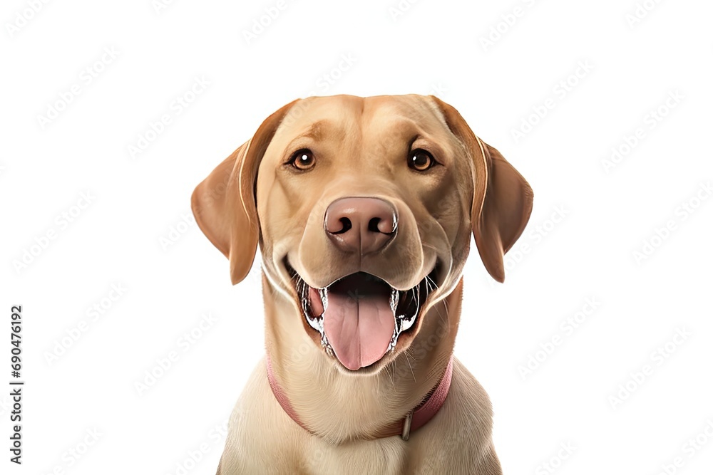 Adorable labrador retriever. Studio portrait of cute and playful brown dog. Isolated on white background purebred puppy captivates with its friendly expression happy eyes and tongue playfully Adorable labrador retriever. Studio portrait of cute and playful brown dog. Isolated on white background purebred puppy captivates with its friendly expression happy eyes and tongue playfully