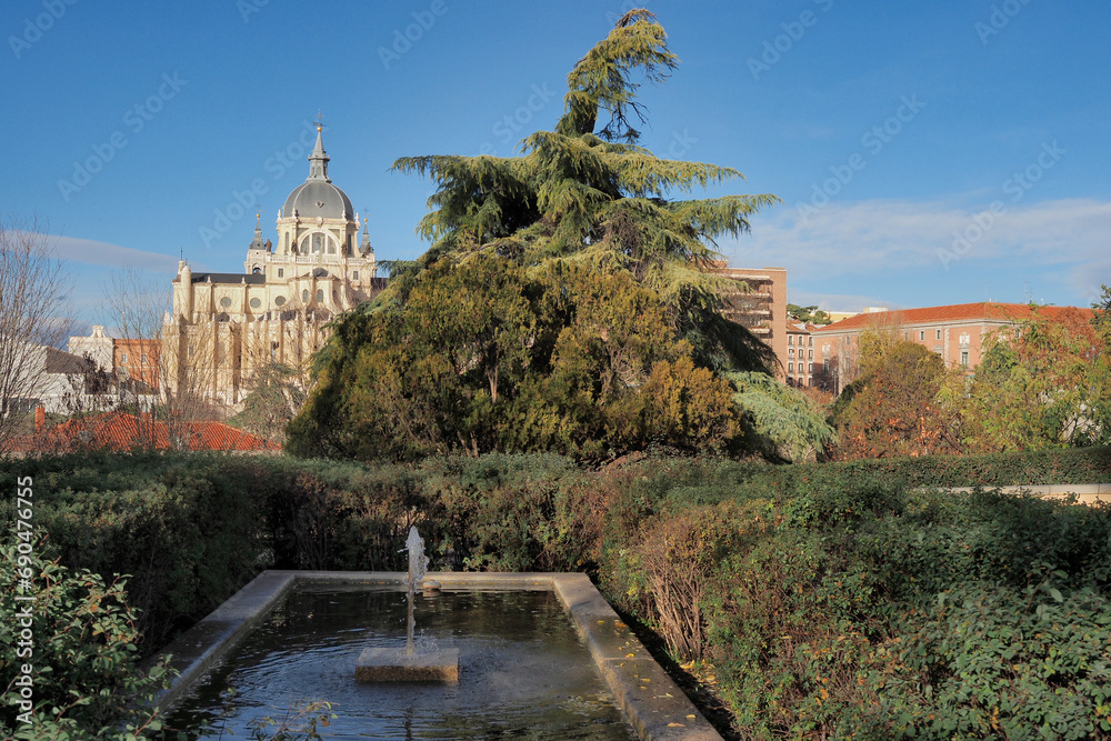 View of the Almudena Cathedral from the Vistillas Park View of the Almudena Cathedral from the Vistillas Park