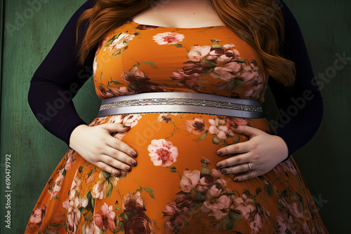 overweight woman, obesity belly photo