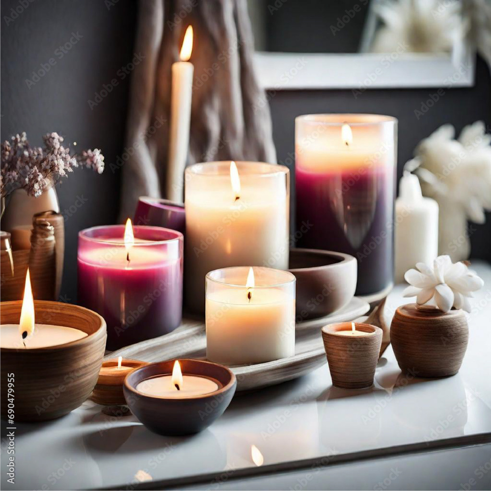burning candles with fragrance | Generative AI burning candles with fragrance | Generative AI
