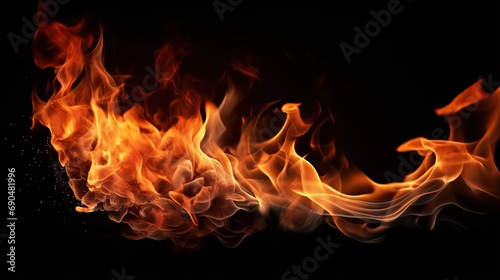Fire burning black background. Abstract fire. Beautiful fire image. Flames on black