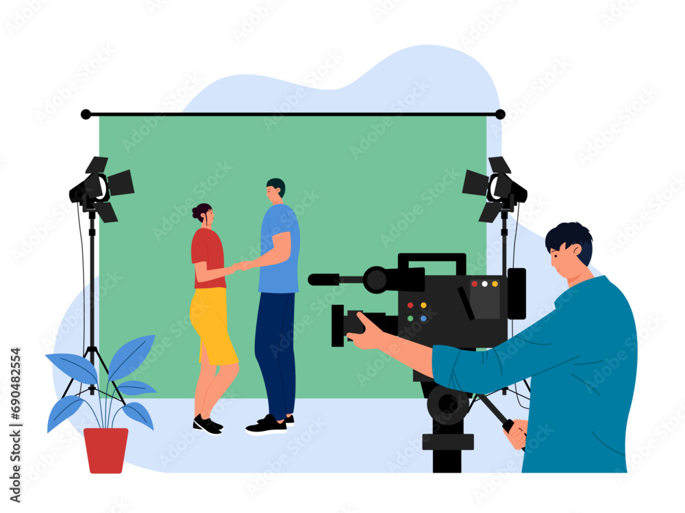 The artist is acting out a scene. Film industry illustration. The artist is acting out a scene. Film industry illustration.