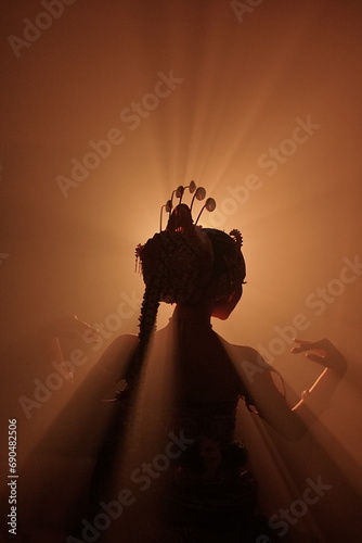 Shilloette of javanese gorl dancing