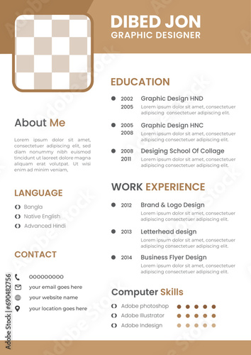 Digital CV or Resume Design. (ID: 690482756)