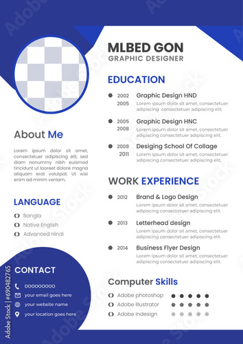 Digital CV or Resume Design. (ID: 690482765)