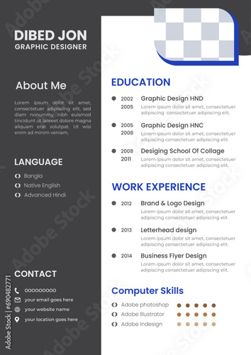 Digital CV or Resume Design. (ID: 690482771)