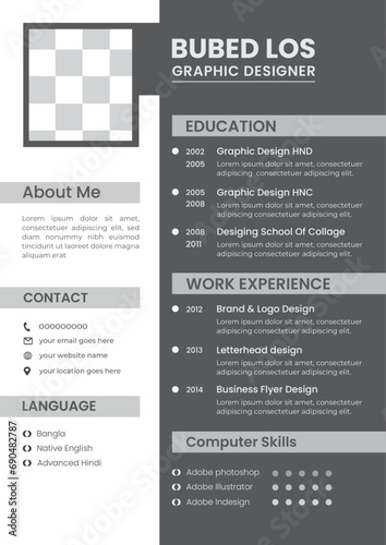 Digital CV or Resume Design. (ID: 690482787)
