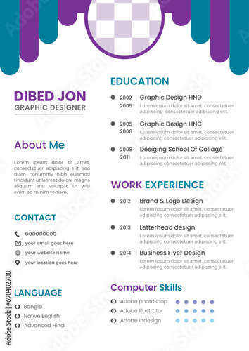 Digital CV or Resume Design. (ID: 690482788)