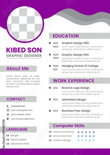 Digital CV or Resume Design. (ID: 690482790)