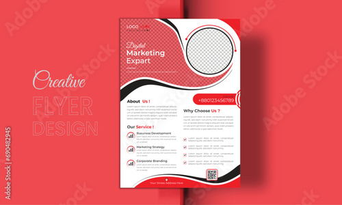 Business flyer marketing agency, Creative flyer design, flyer banner design template, editable vector template design, vector illustration with space to add pictures. photo