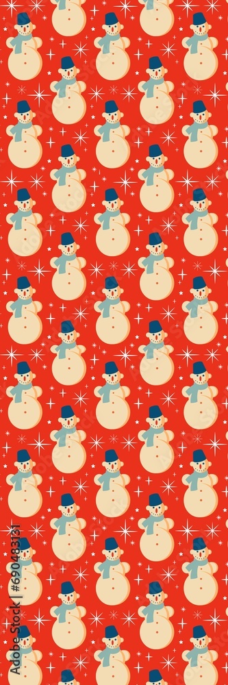 Red Retro Christmas snowman bookmark Red Retro Christmas snowman bookmark