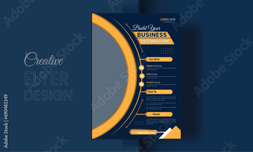 Business flyer marketing agency, Creative flyer design, flyer banner design template, editable vector template design, vector illustration with space to add pictures.