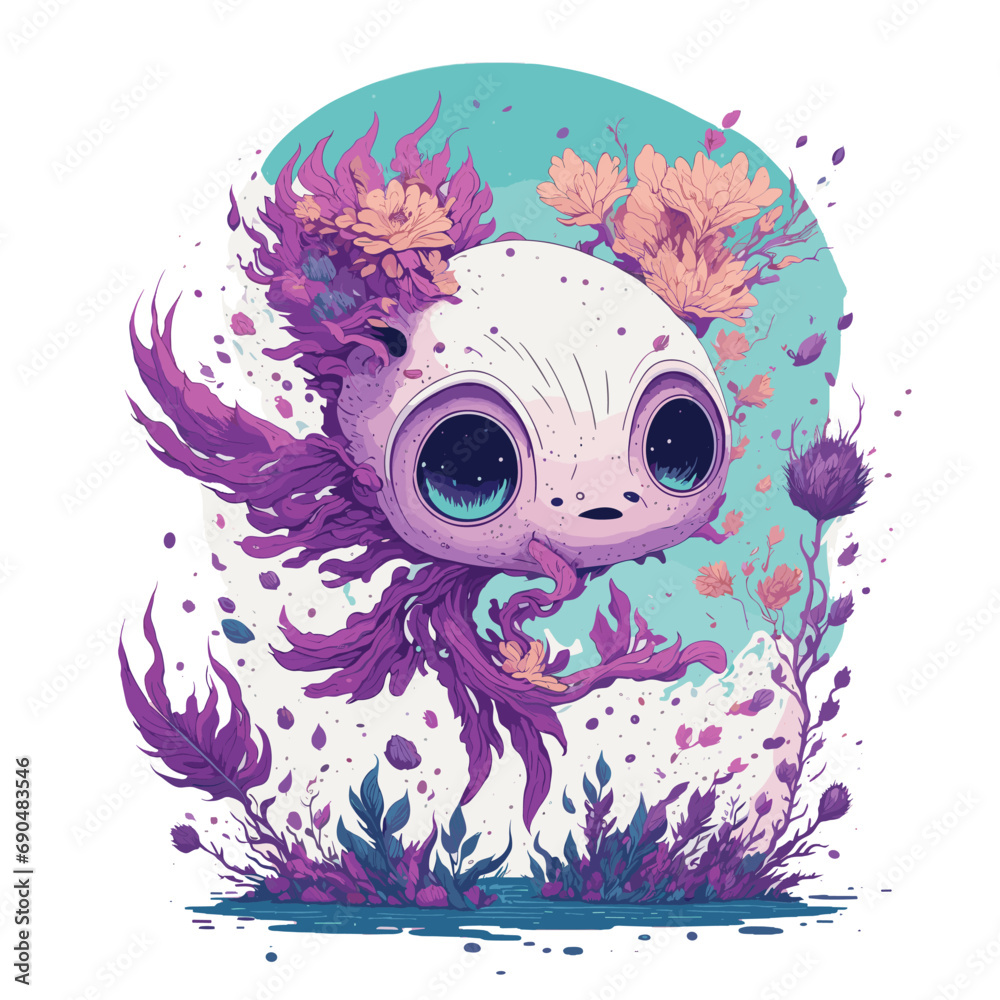 Fototapeta premium illustrations vector Cute Artificial Intelligence Funny Baby Cartoon Robot 