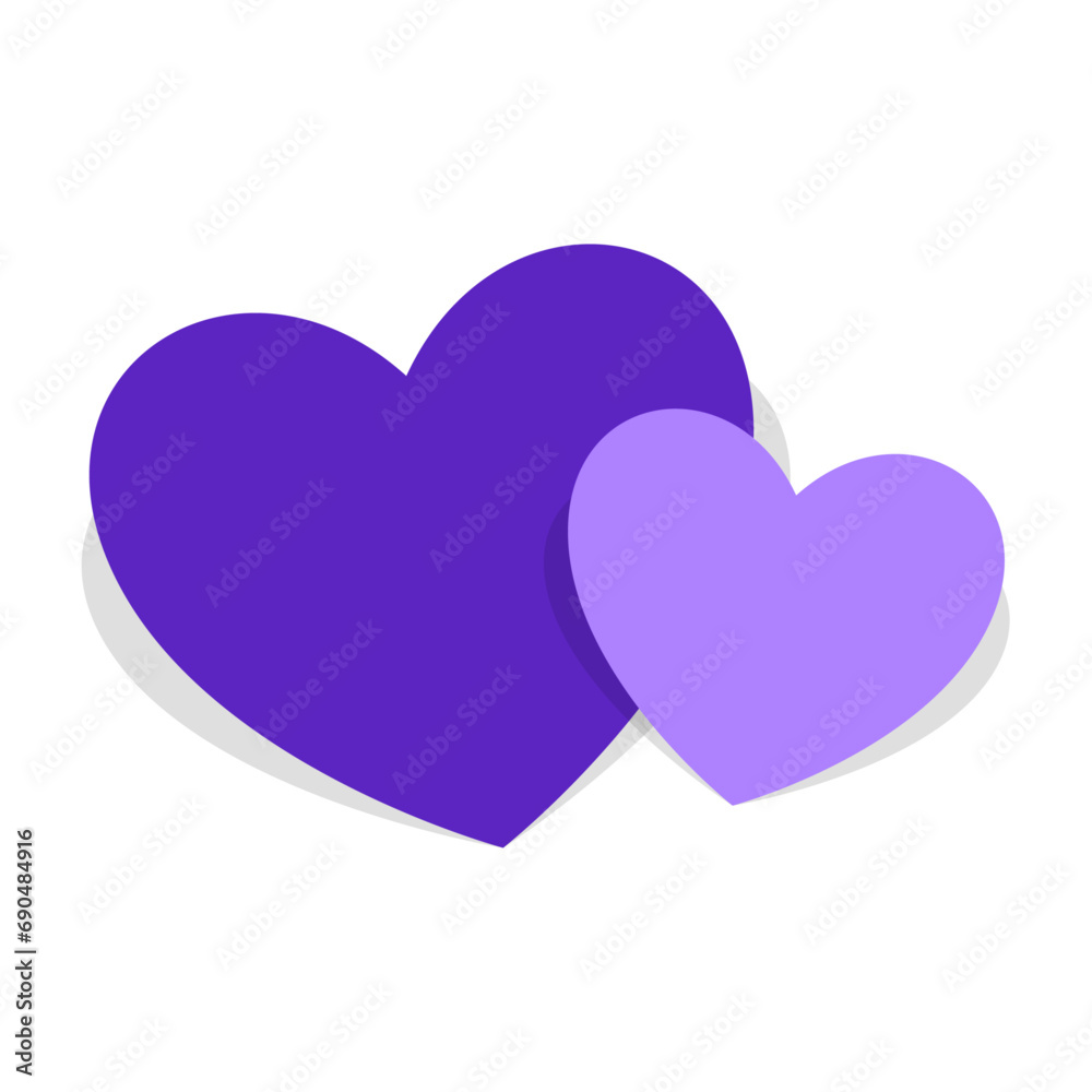 Two blue hearts with highlights on white background design Two blue hearts with highlights on white background design