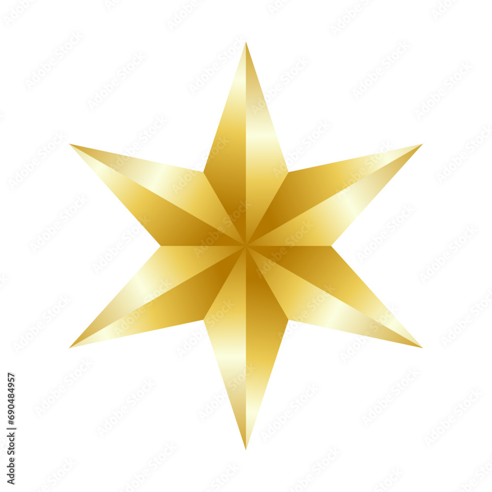 Obraz premium Vector decorative golden star on white background