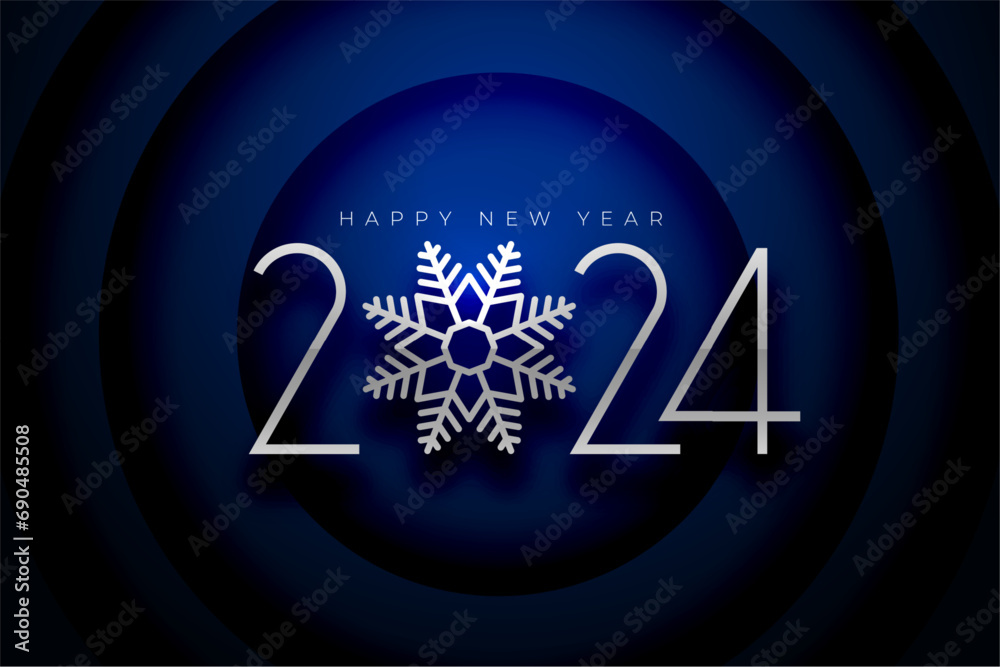 happy new year 2024 winter festival background with snowflake design - obrazy, fototapety, plakaty 