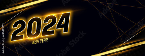happy new year 2024 festive dark banner with light effect