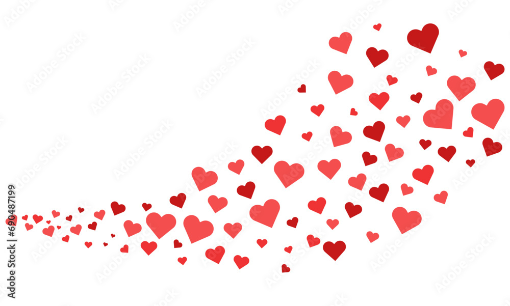 Valentine's day cute elements decoration heart confetti falling splatter love flat illustration