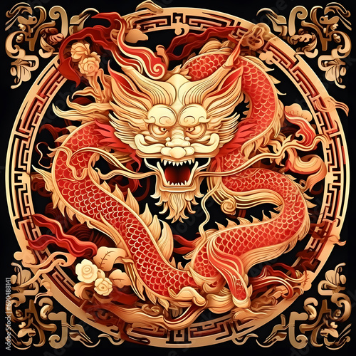 Chinese Golden Dragon for Auspicious Events and New Year Festivals