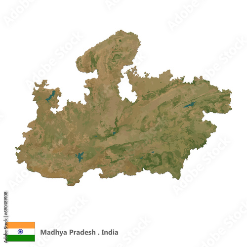 Madhya Pradesh, State of India Topographic Map (EPS)