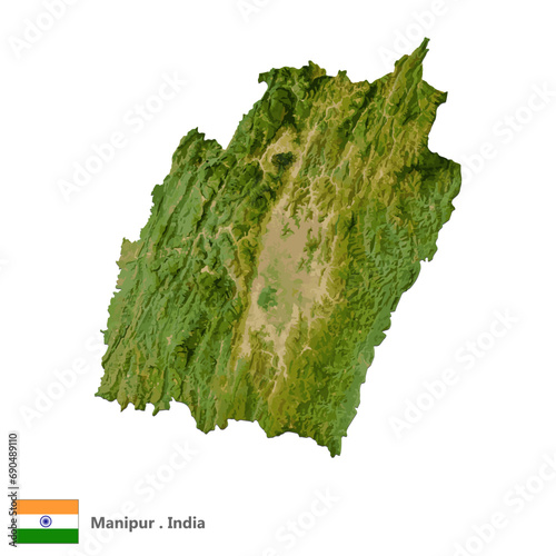 Manipur, State of India Topographic Map (EPS)