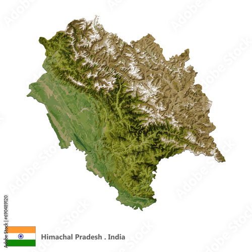 Himachal Pradesh, State of India Topographic Map (EPS)